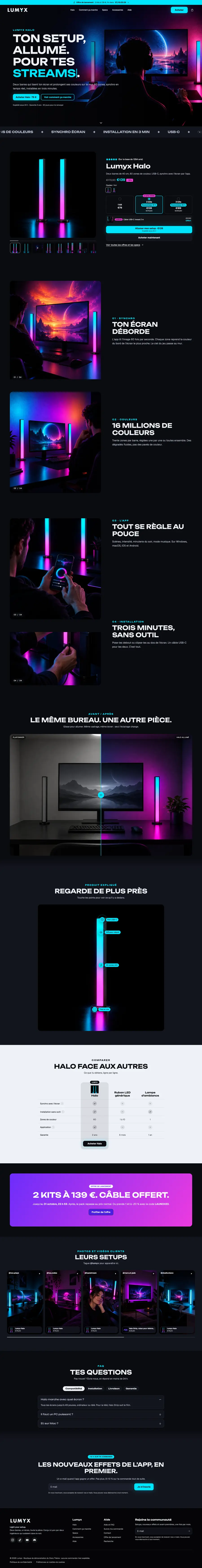 Page d'accueil de la boutique de démonstration Lumyx