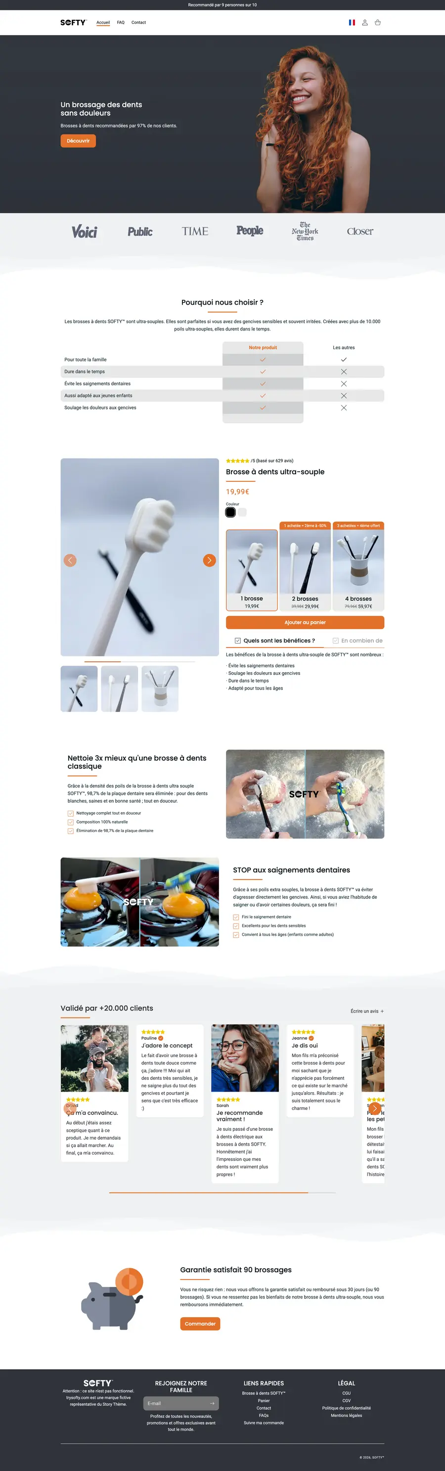 Page d'accueil de la boutique de démonstration Softy