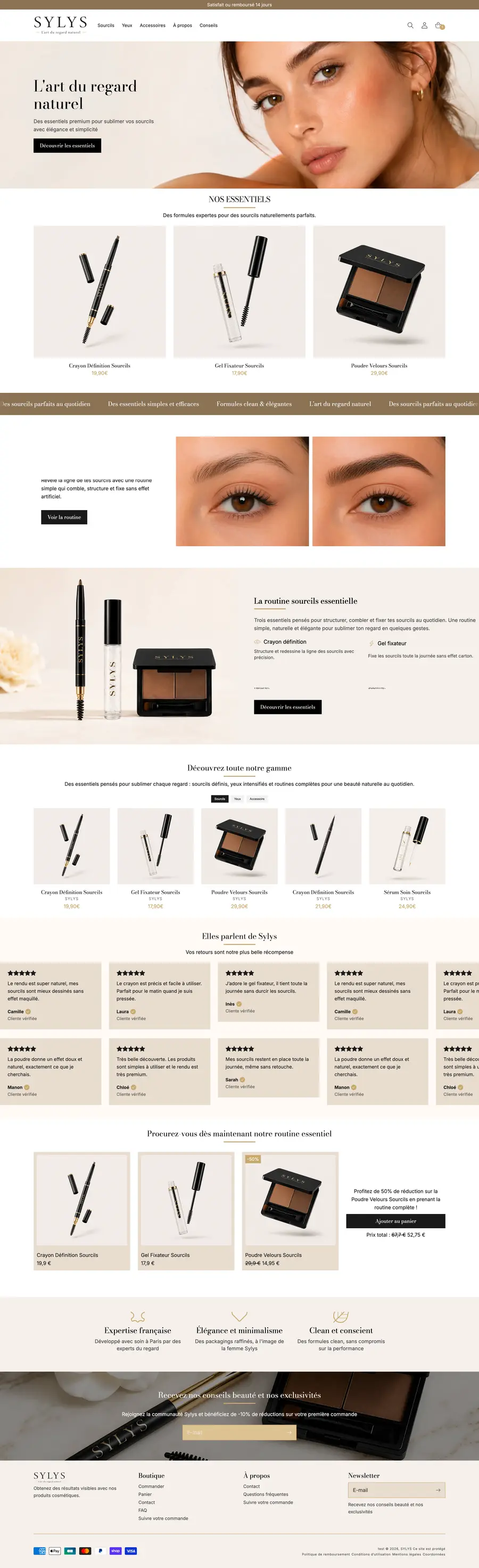 Page d'accueil de la boutique de démonstration Sylys