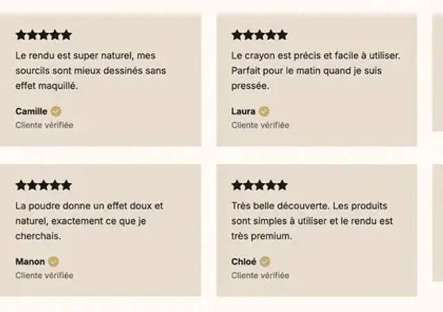 Customer review wall: star ratings, comments and a "verified customer" mention
